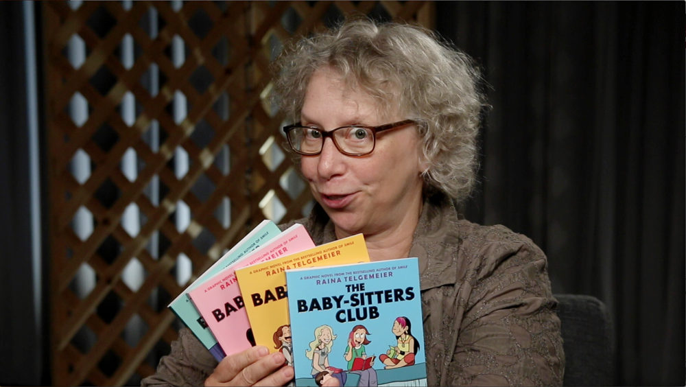 Lisa Von Drasek with books by Raina Telgemeier