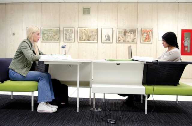 Studying for finals in Wilson Library.