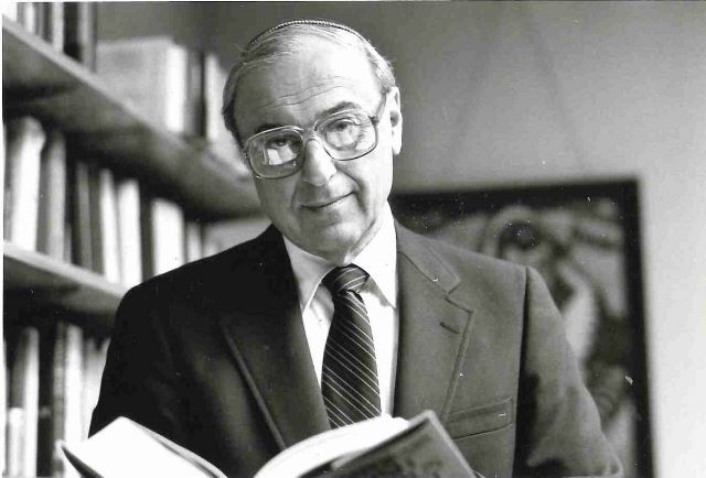 Rabbi Kassel Abelson in study, year unknown.