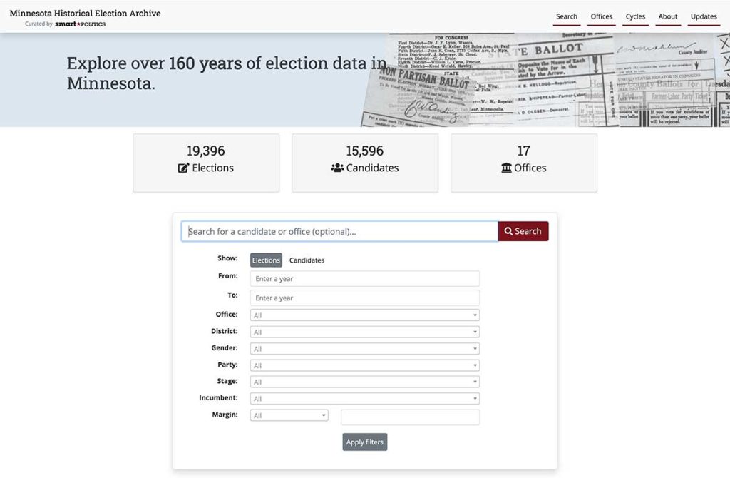 Minnesota Historical Election Archive home page