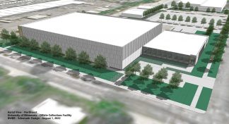 Rendering of the Off-Site Collections Facility for the University Libraries