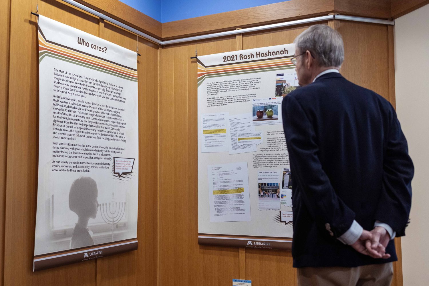 Attendees browse the Symbolic Significance exhibit opening event on Monday, Sept. 11, 2023. (Photo/Adria Carpenter)
