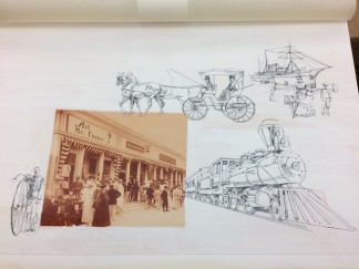 Original photograph and later mock-up of early print ads for Ask Mr. Foster’s (AMF) Travel Agency’s centennial celebration. AMF was purchased by the Carlson Companies as part of an acquisition of First Travel Corp. in 1979.
