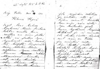 Two handwritten pages of the letter from Bert Aalto to Hilma Aerila, 1911.