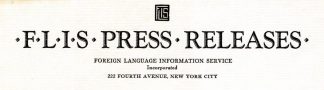 Foreign Language Information Service Press Release Letterhead
