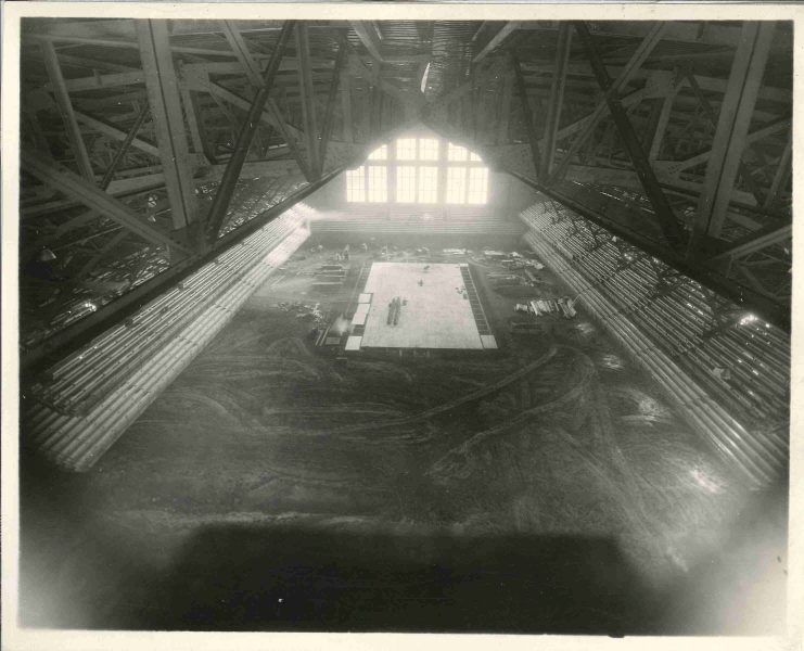 Construction of the raised court began in late 1927.