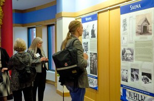 Visitors enjoy the "Juhla!" exhibit at the Andersen Library.