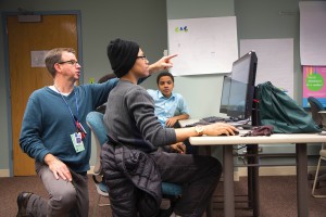 Murray Middle School students at Magrath Library