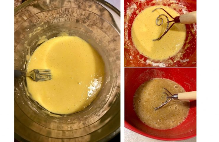 Mixing of the two cheesecake batters.