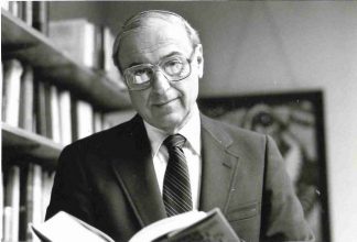 Rabbi Kassel Abelson in study, year unknown.