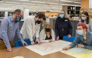 Staff and students from the Map Library