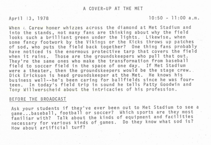 Text from the "Look What We Found" teacher's manual for the April 13, 1978 episode "A Cover-up at the Met."