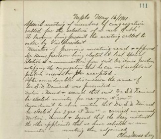 An image of handwritten text from a Temple Israel ledger in 1893.