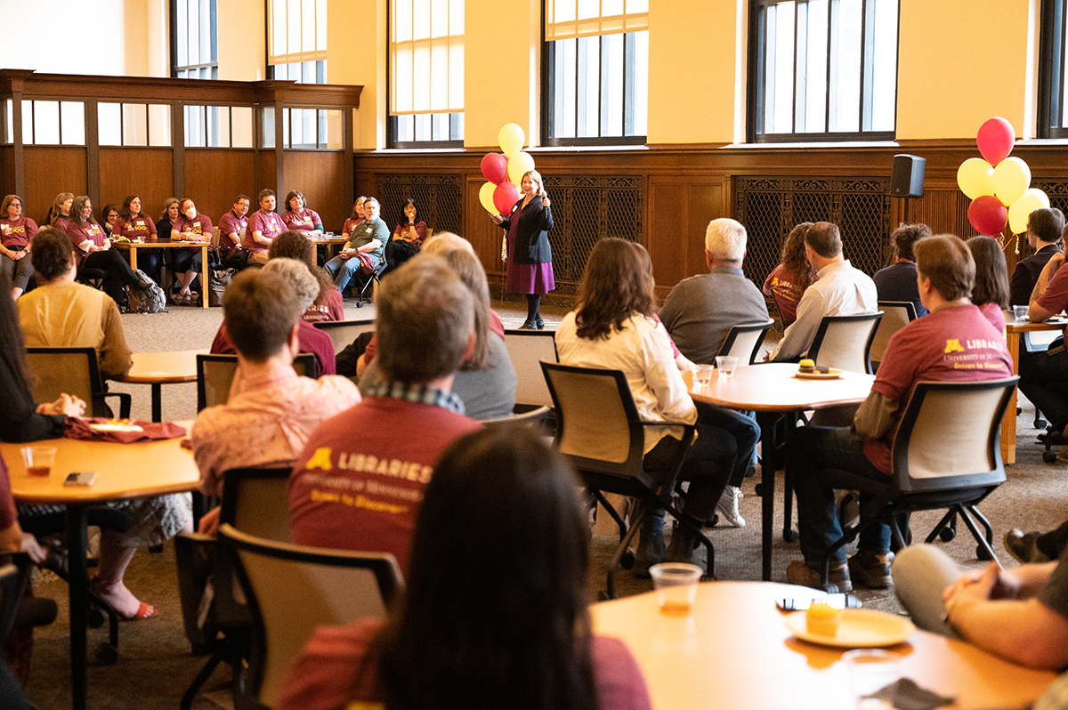 Dean Lisa German addresses the crowd at the Walter at 100: An Afternoon Tea celebration