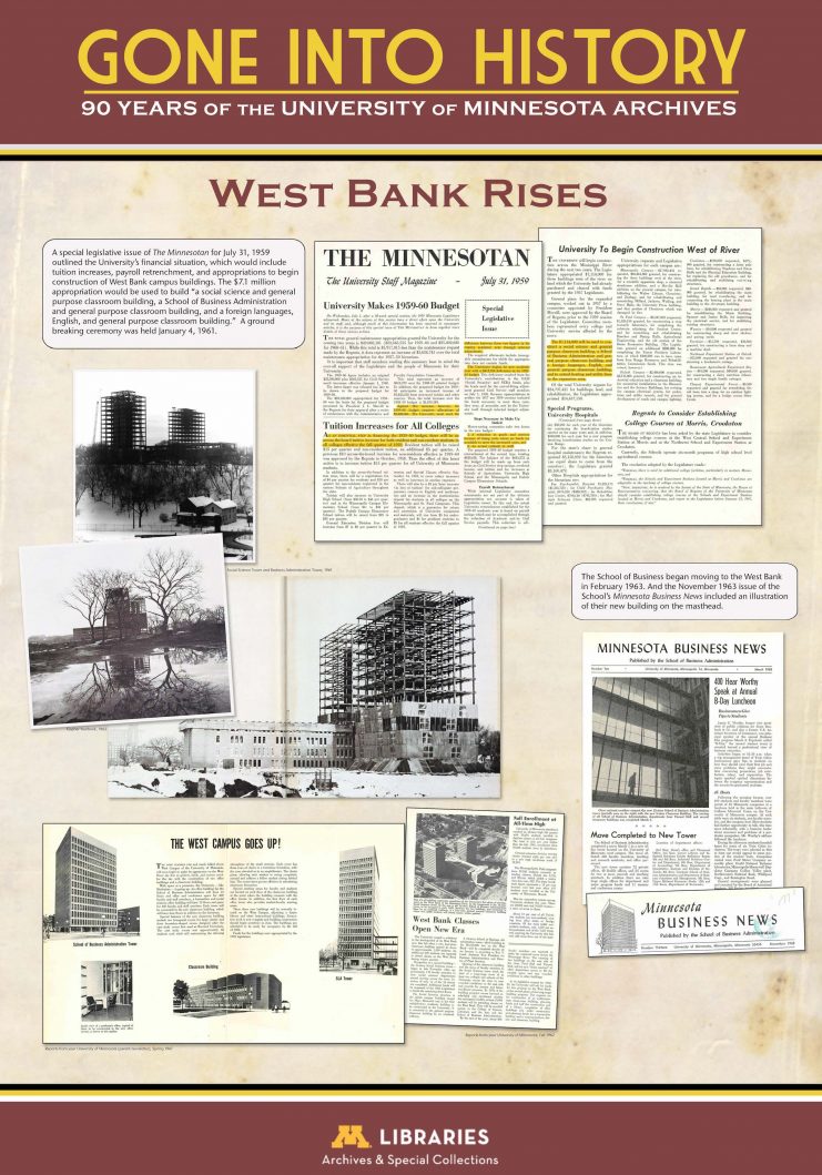 Digital panel from the exhibit "Gone Into History: 90 Years of the University of Minnesota Archives" displayed in the Elmer L. Andersen Library, January 19 through April 27, 2018.