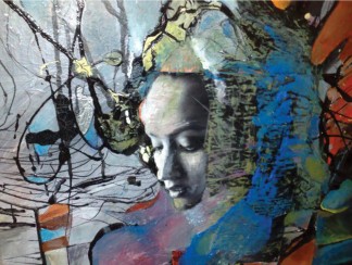 “Syriana” by Melissa Boric, 30 × 30 inches, mixed media