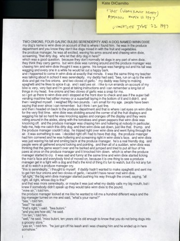 The first draft of Kate DiCamillo's Because of Winn-Dixie.