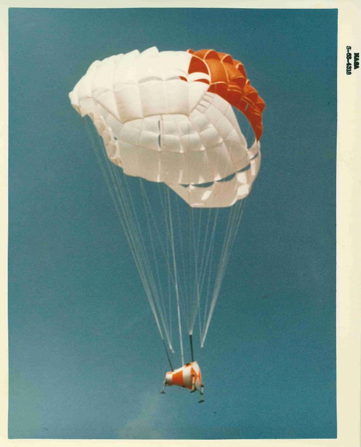 NASA parachute experiment, 1963. No known copyright restrictions. Available as part of the Helmut G. Heinrich papers (Box 23, Parachute Photographs), University of Minnesota Archives. 