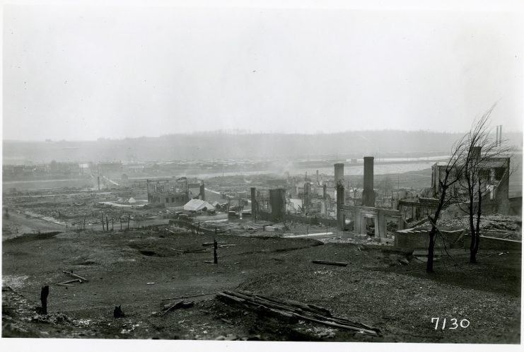 View of the city of Cloquet after the fire of 1918. Photographer: T.J. Horton.