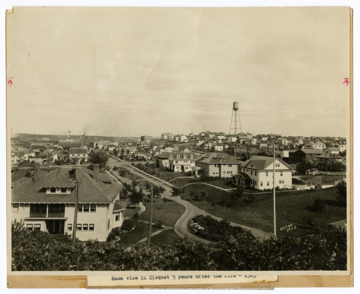Same view of Cloquet five years after the fire.