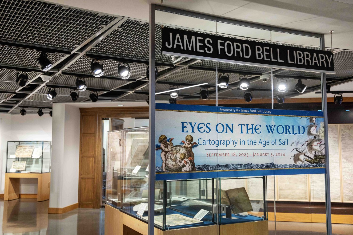 Scenes from the James Ford Bell Library's latest exhibit, Eyes on the World, featuring maps and atlases produced by cartographers and printers from the 15th to 18th centuries, photographed on Friday, October 6, 2023. (Photo/Adria Carpenter)