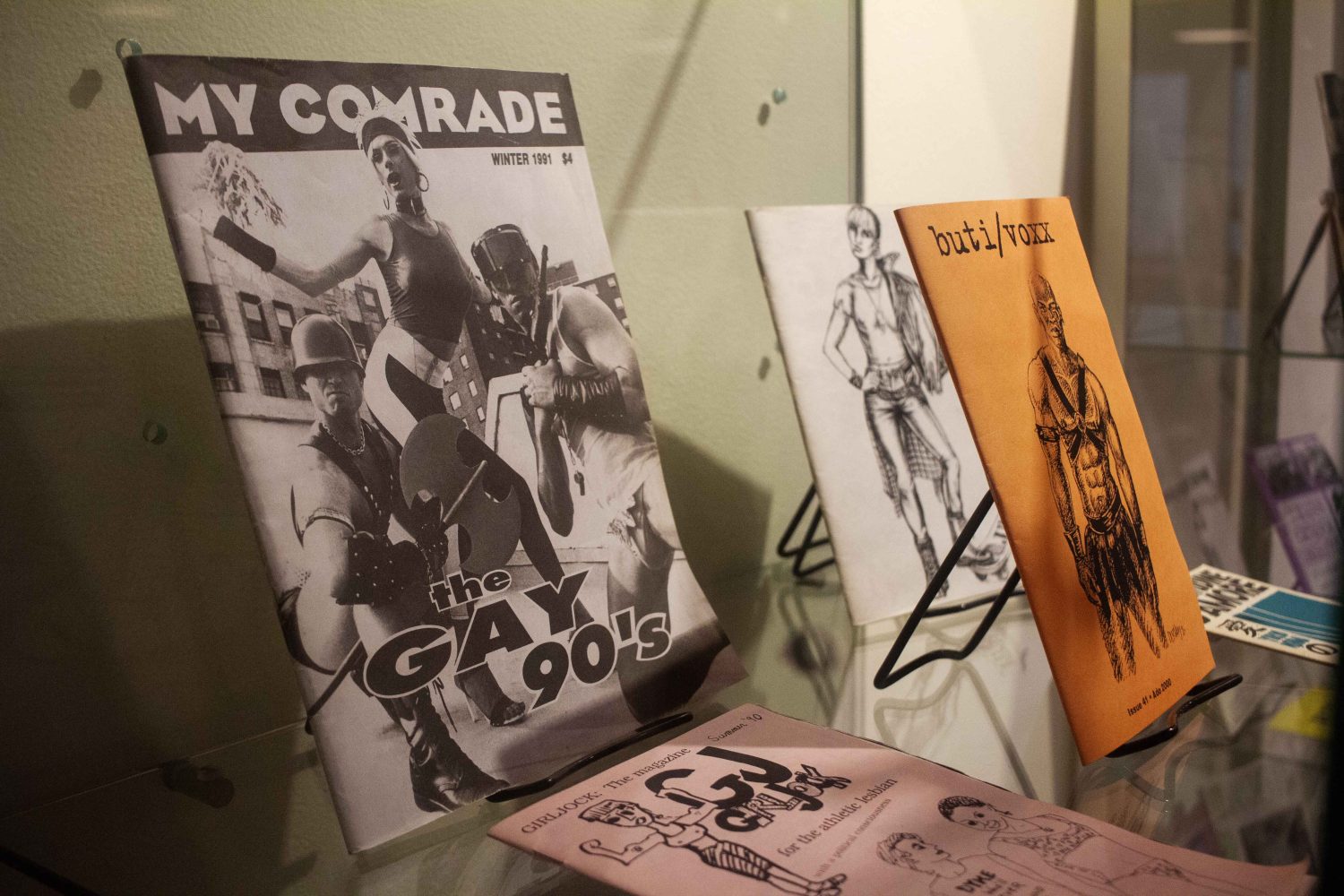 Issue No. 8 of the zine "My Comrade," published in 1991, about the Gay '90s bar in Minneapolis, on display at Open Book in Minneapolis, on Wednesday, Nov. 29, 2023. (Photo/Adria Carpenter)