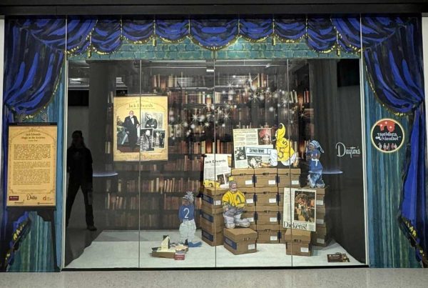 Historic holiday window display at the Dayton's Skyway downtown Minneapolis.
