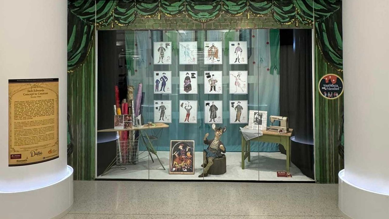 Historic holiday window display at the Dayton's Skyway downtown Minneapolis.