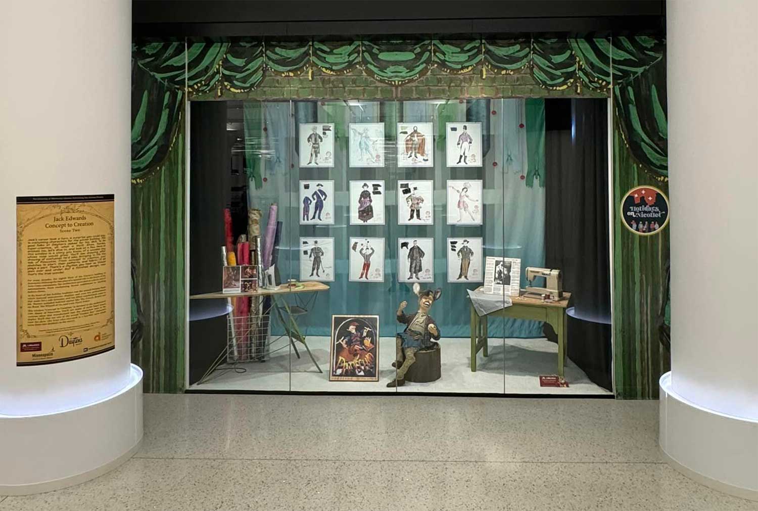 Historic holiday window display at the Dayton's Skyway downtown Minneapolis.