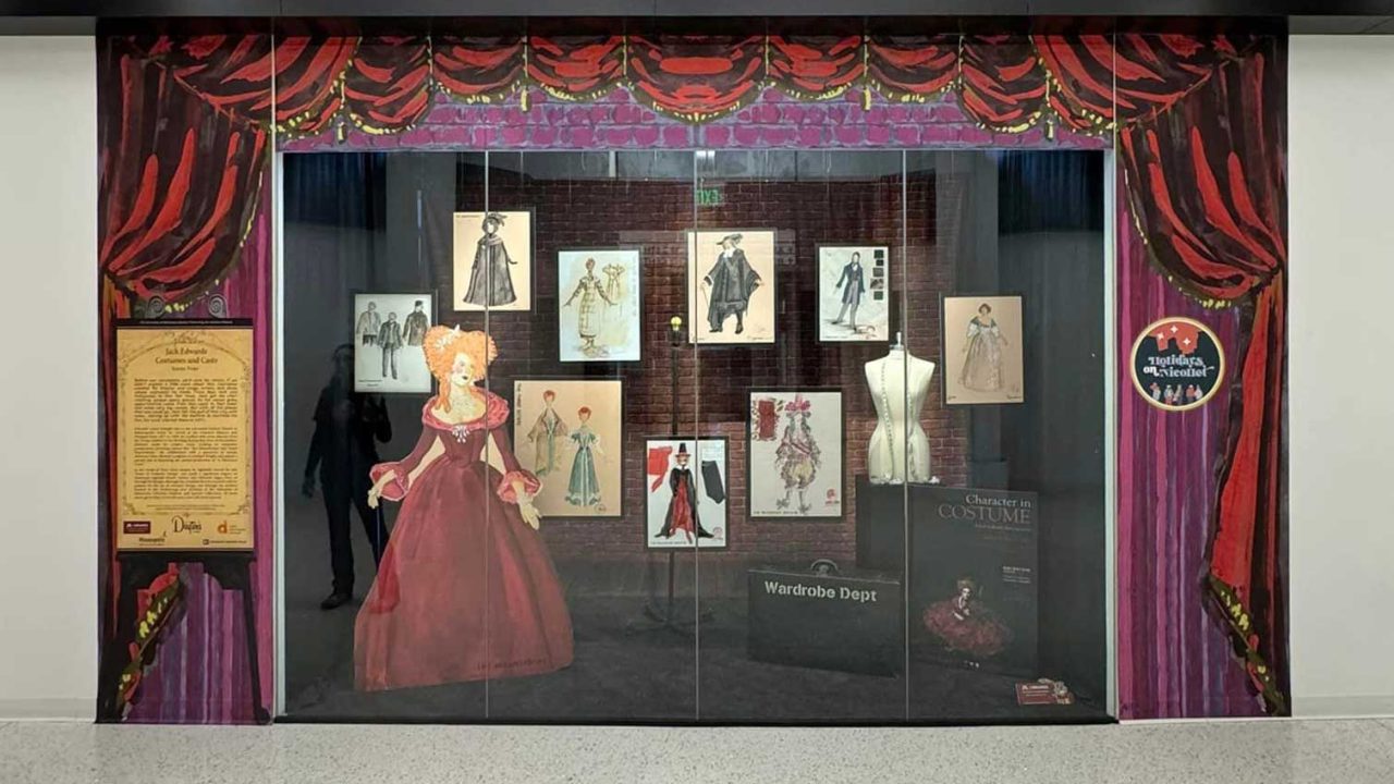 Historic holiday window display at the Dayton's Skyway downtown Minneapolis.