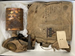 Image from the YMCA archives of a World War I era gas mask
