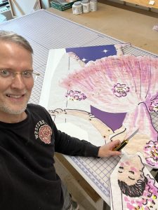 Darren Terpstra with one of Jack Edwards' designs.