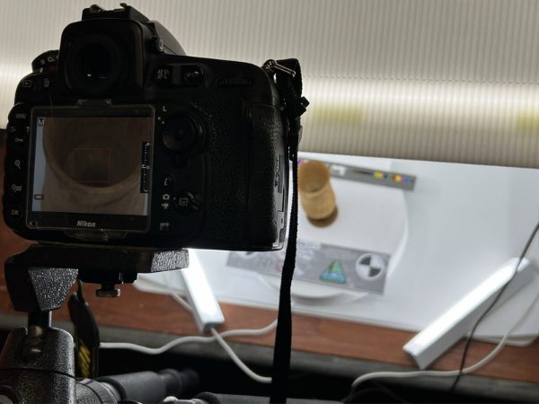 Camera taking photo of object below.