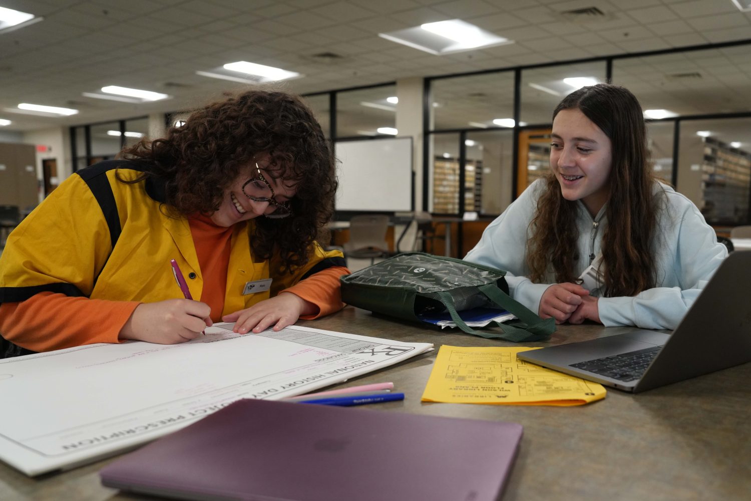 Twin City students work on their National History Day projects at Wilson Library during the annual Gopherbaloo on Saturday, Jan. 13, 2024. (Photo/Luke Logan)