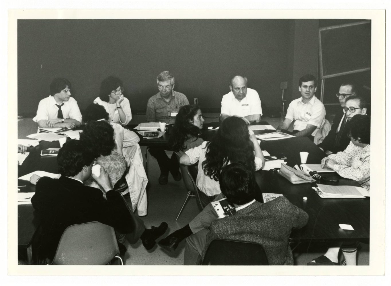 Group meeting during the Jewish Community Relations Council Holocaust Taping Project.