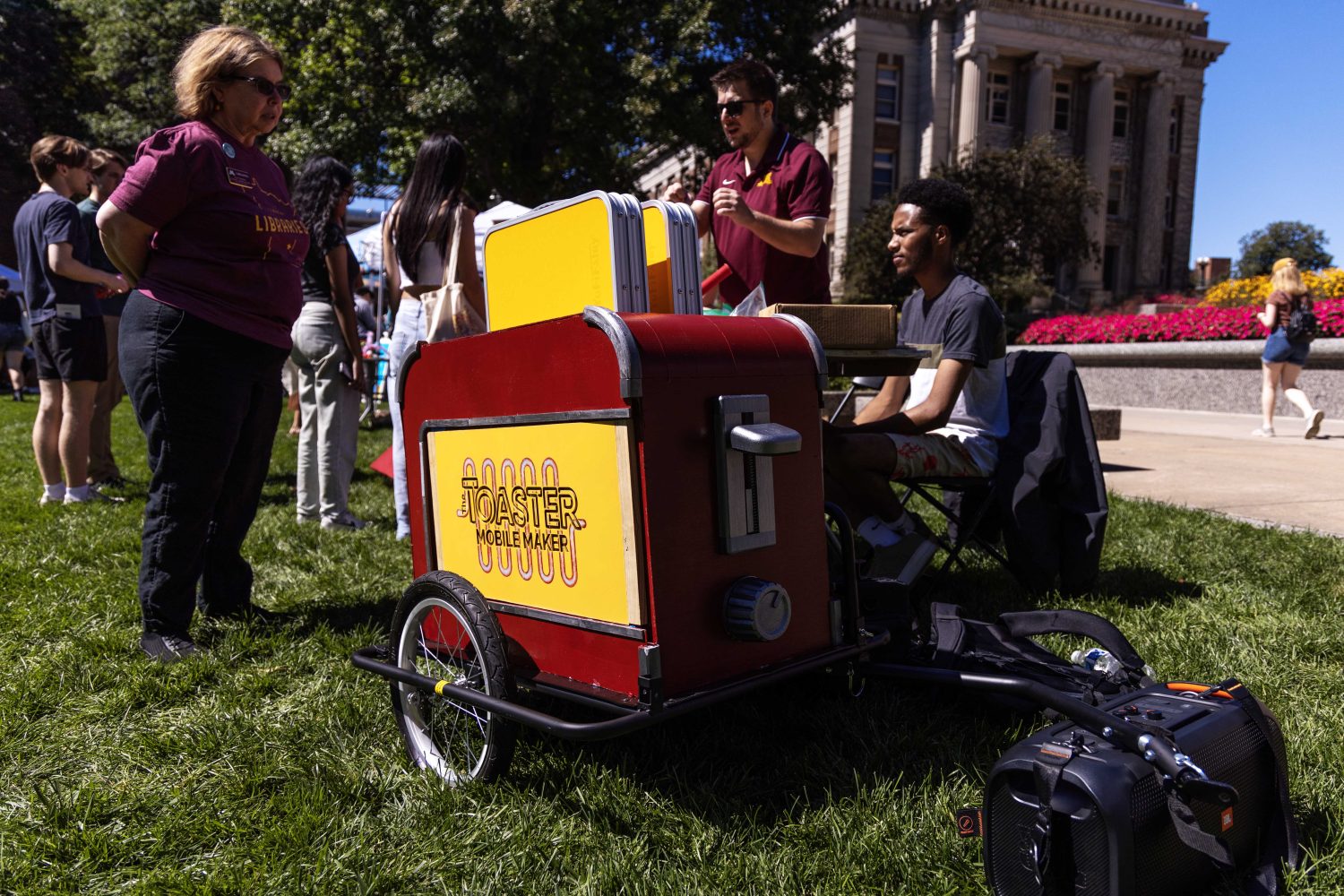 The Toaster Innovation Hub's mobile toaster rests on the lawn during Welcome Week on Friday, August 30, 2024. (Photo/Adria Carpenter)