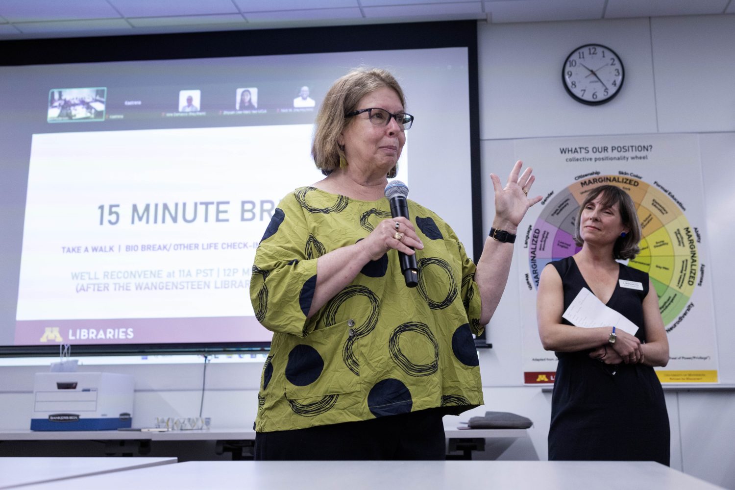 Dean Lisa German speaks to the Minnesota Institute cohort at the Health Sciences Library, on Monday, July 22, 2024. (Photo/Adria Carpenter)