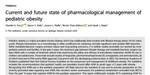 Screen shot of the title and abstract of an article on pharmacological management of pediatric obesity. 