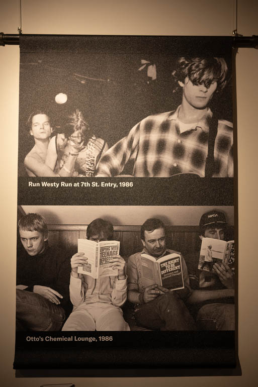 Photographs from Daniel Corrigan's book "Heyday: 35 Years of Music in Minneapolis," on display in the "Music on Hennepin" exhibit, on Monday, December 9, 2024. (Photo/Adria Carpenter)