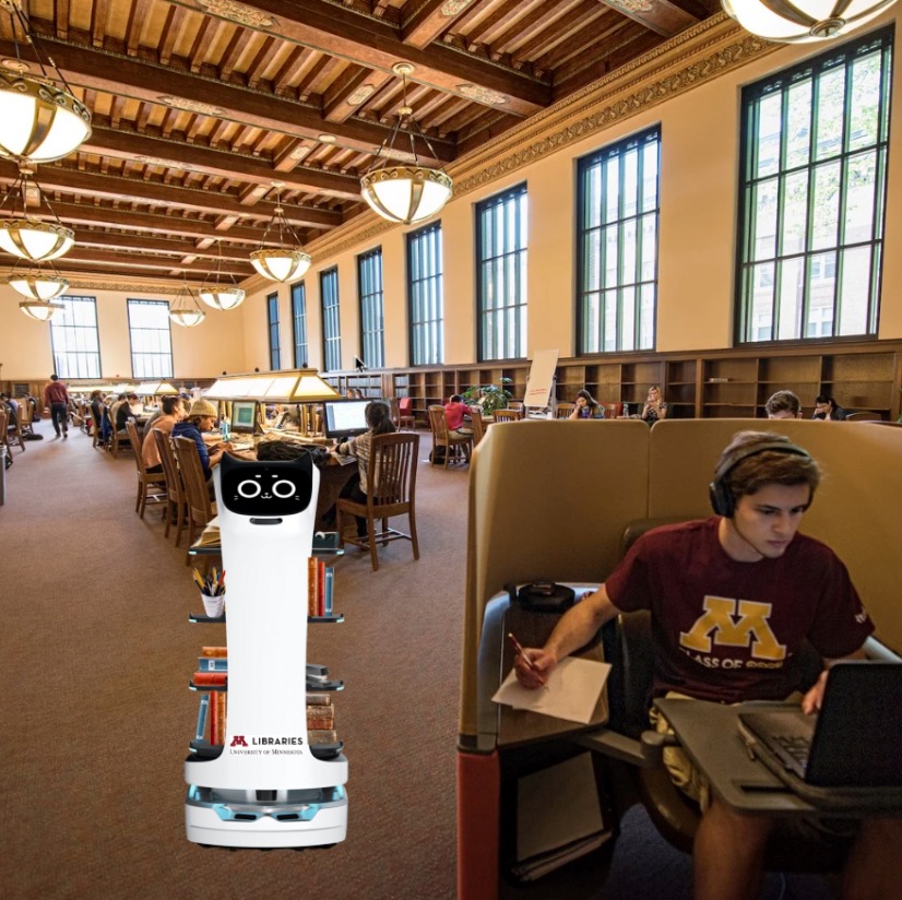 Book robot image in Walter Library.