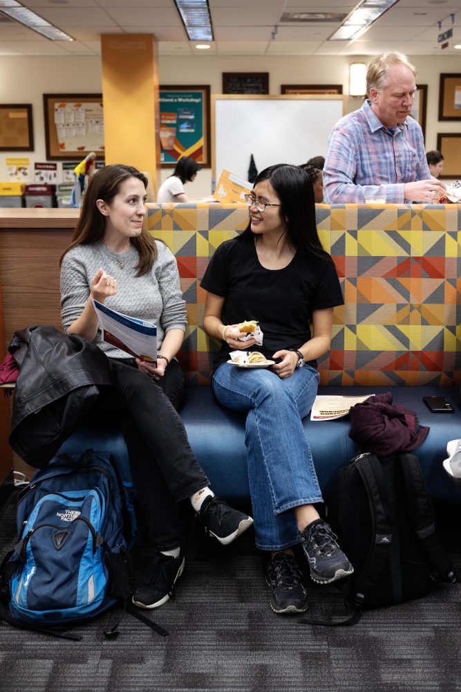 Students watch presentations at the Creators Showcase on April 14, 2025. (Photo/Adria Carpenter)