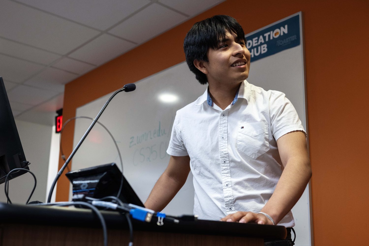 Rodrigo Rivera presents his video essay "A Case for Dark Short Stories," at the Creators Showcase on April 14, 2025. (Photo/Adria Carpenter)