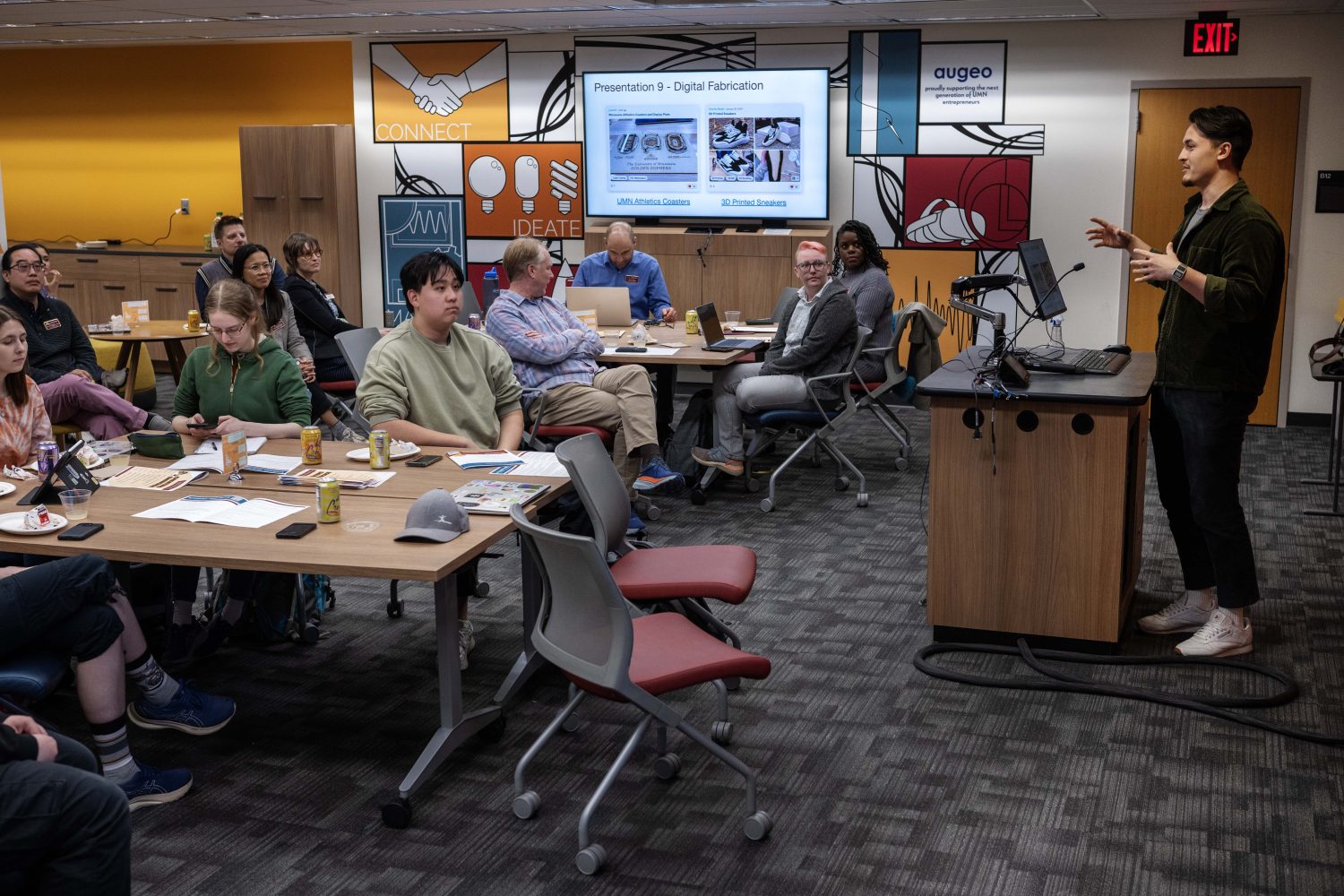 Makerspace Lab Manager Steven Bleau talks about makerspace projects at the Creators Showcase on April 14, 2025. (Photo/Adria Carpenter)