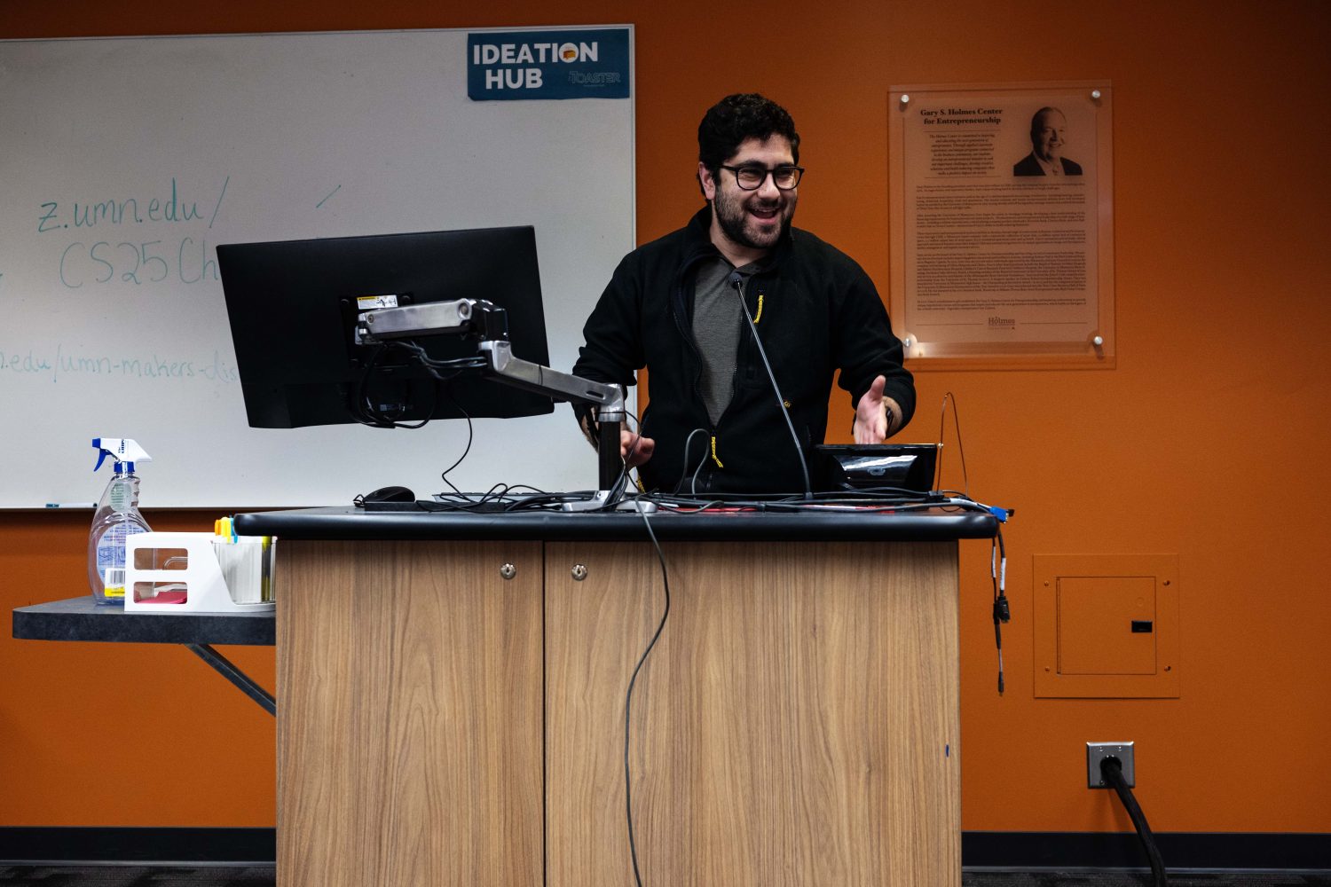 Aryan Shekarabi presents his VR project at the Creators Showcase on April 14, 2025. (Photo/Adria Carpenter)