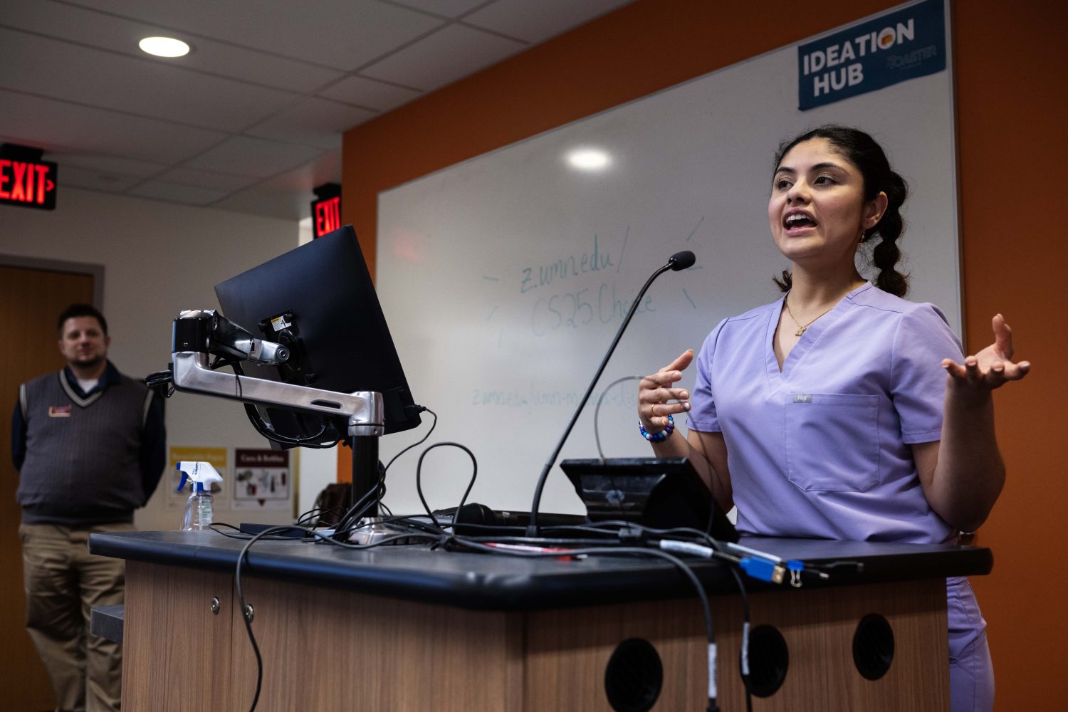 Kat Velez presents her VR project at the Creators Showcase on April 14, 2025. (Photo/Adria Carpenter)