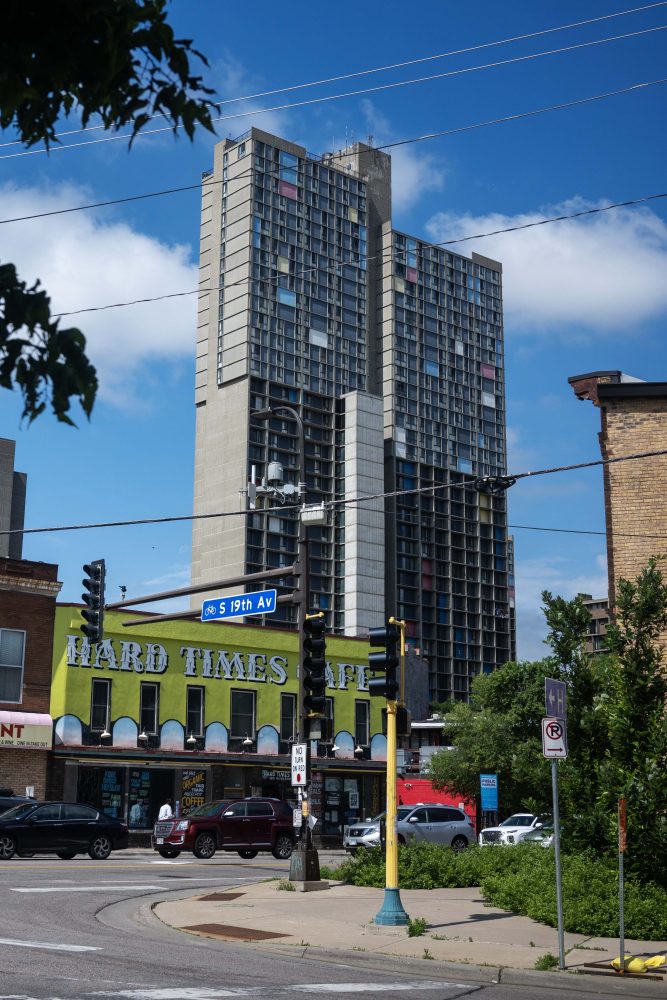 Riverside Plaza in Minneapolis, designed by Ralph Rapson, photographed on June 17, 2025. (Photo/Adria Carpenter)