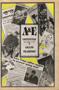 Section Four of the Welcome Week Edition of The Minnesota Daily from 1988. It includes articles and covers of Arts & Entertainment sections of the past.