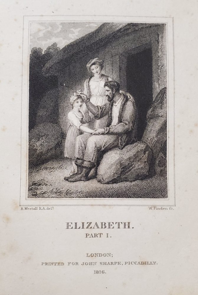 Title page for part one, showing man, woman, and child in rustic setting.