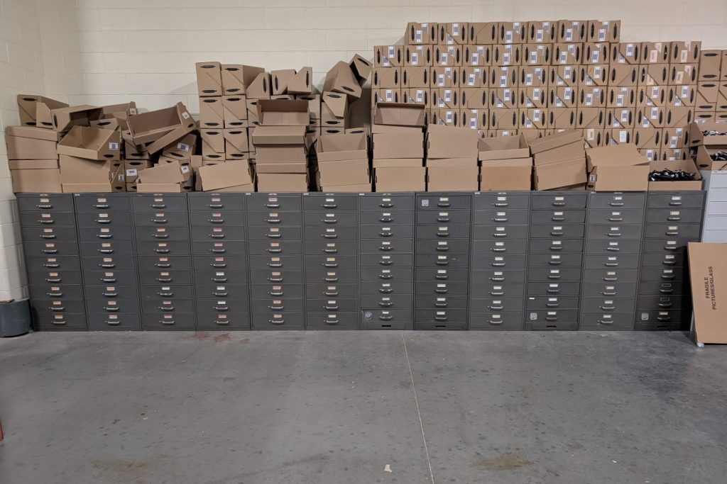 Shelf of microfilm