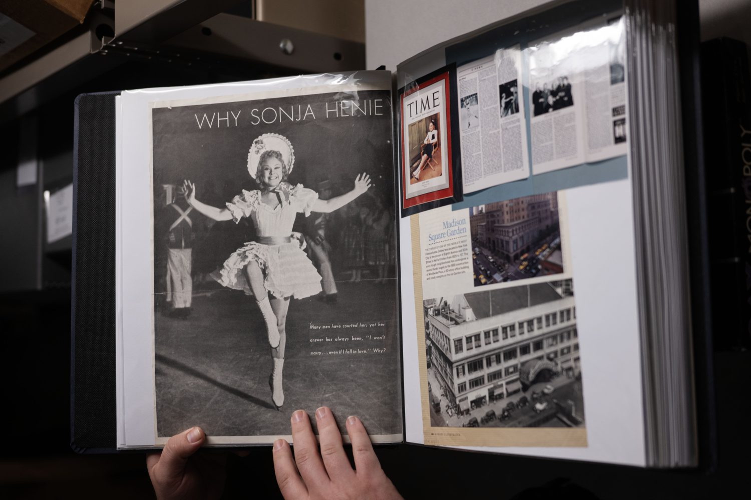 Scrapbooks and albums from Roy Blakey's ice show collection, photographed on Friday, May 22, 2026, in Minneapolis, Minnesota. (Photo/Adria Carpenter)